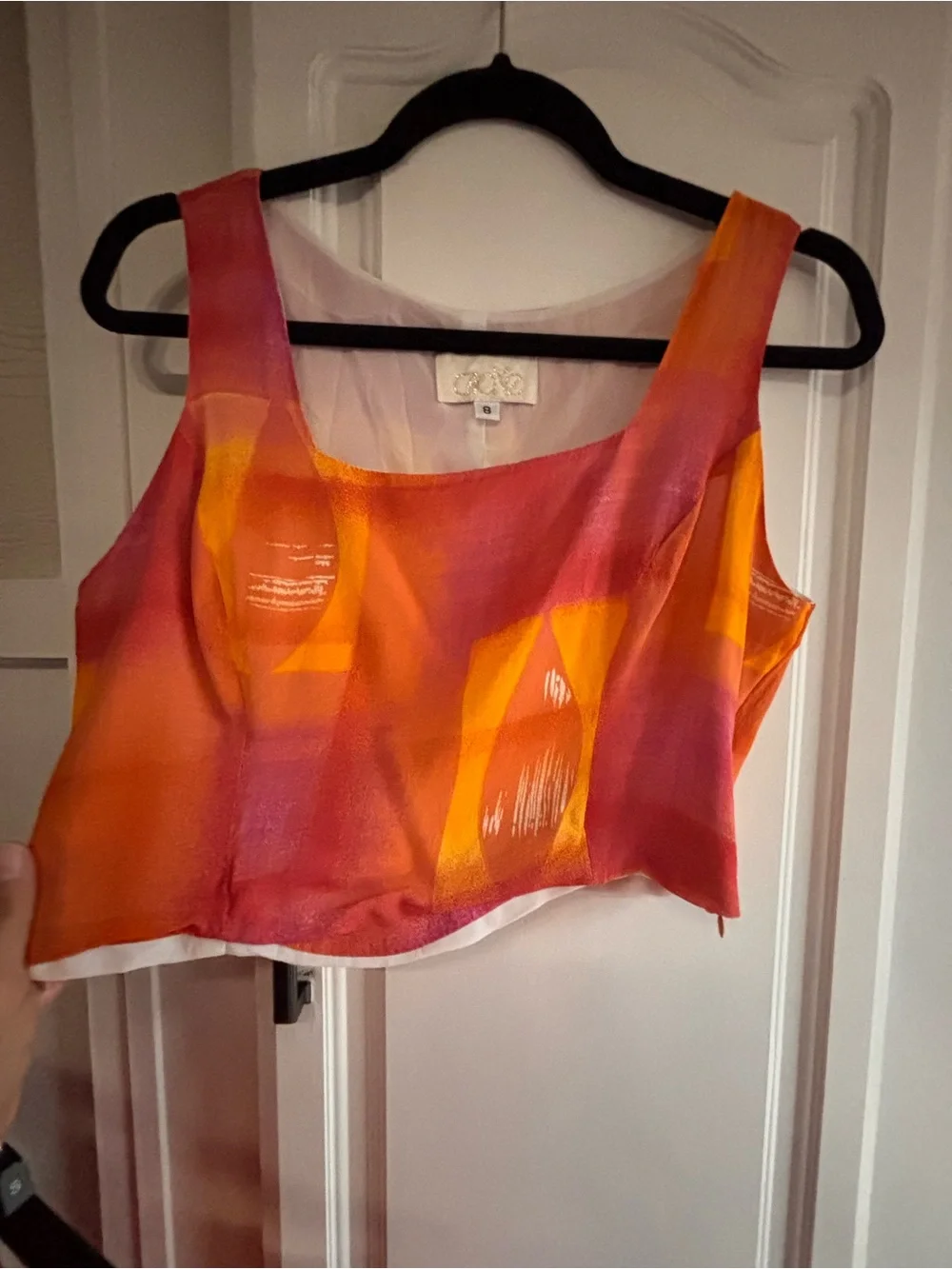 Cache Pink & Orange Abstract Maxi Dress Set Skirt size 6 top size 8
